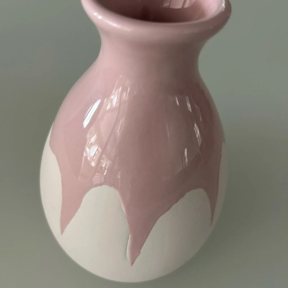 Isaac Mizrahi Pink and White Drip Vase